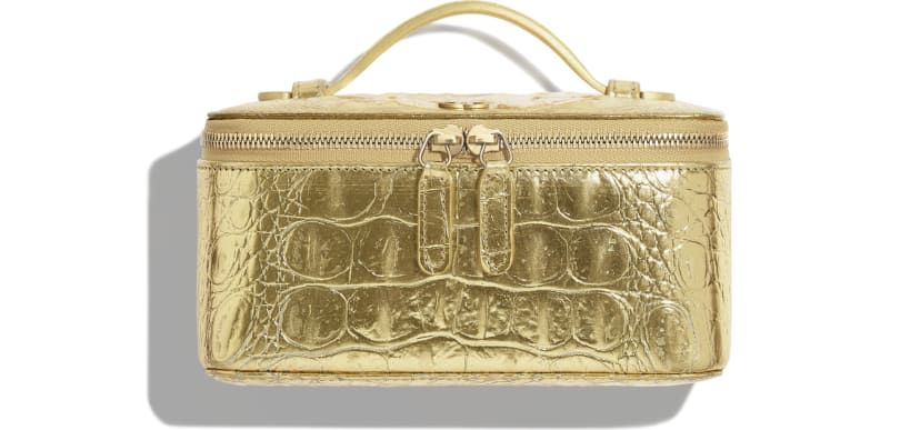 CHANEL METALLIC CROC EMBOSSED CALFSKIN CALASSIC VANITY BAG