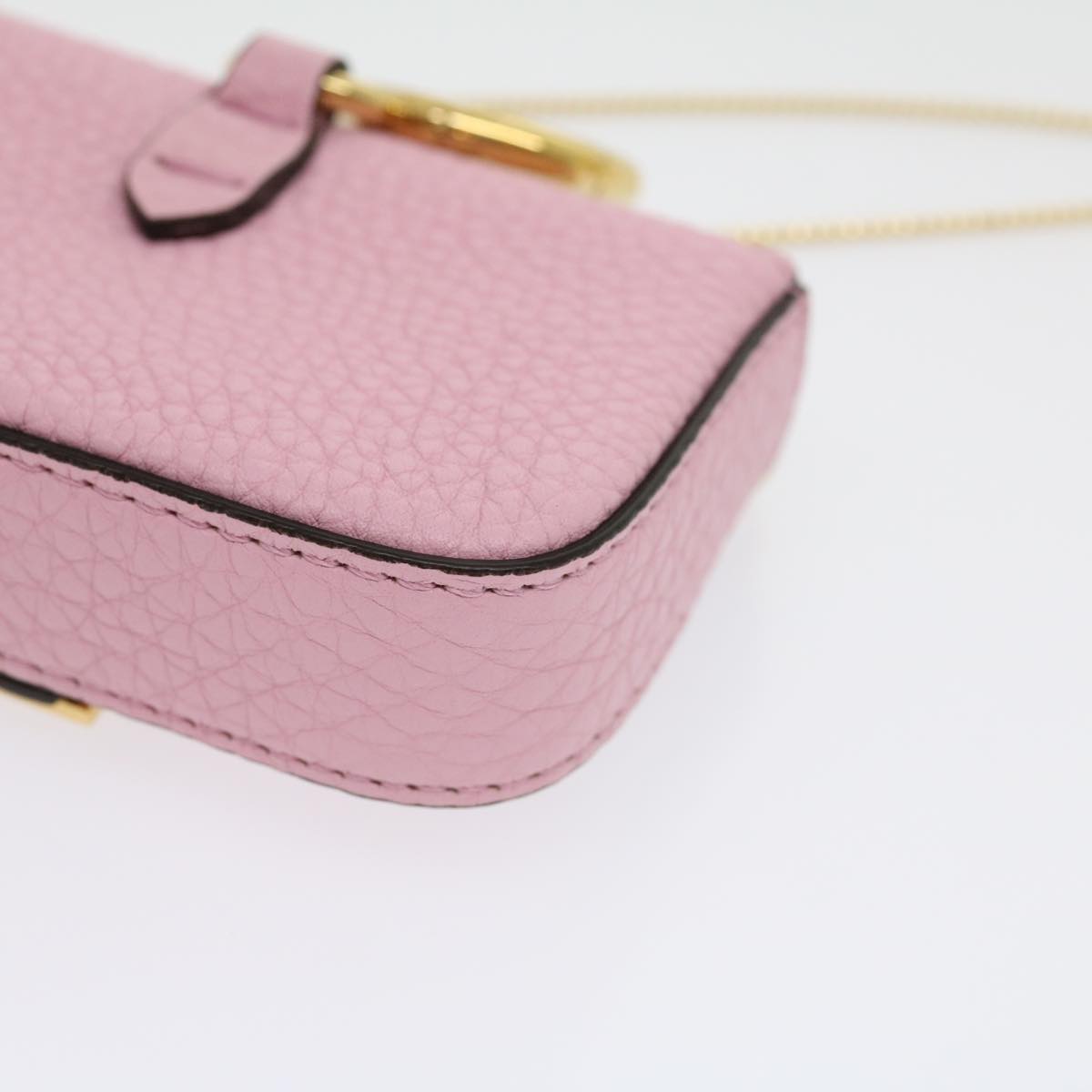 FENDI Chain Nano baguette Pouch Leather Pink 30212A
