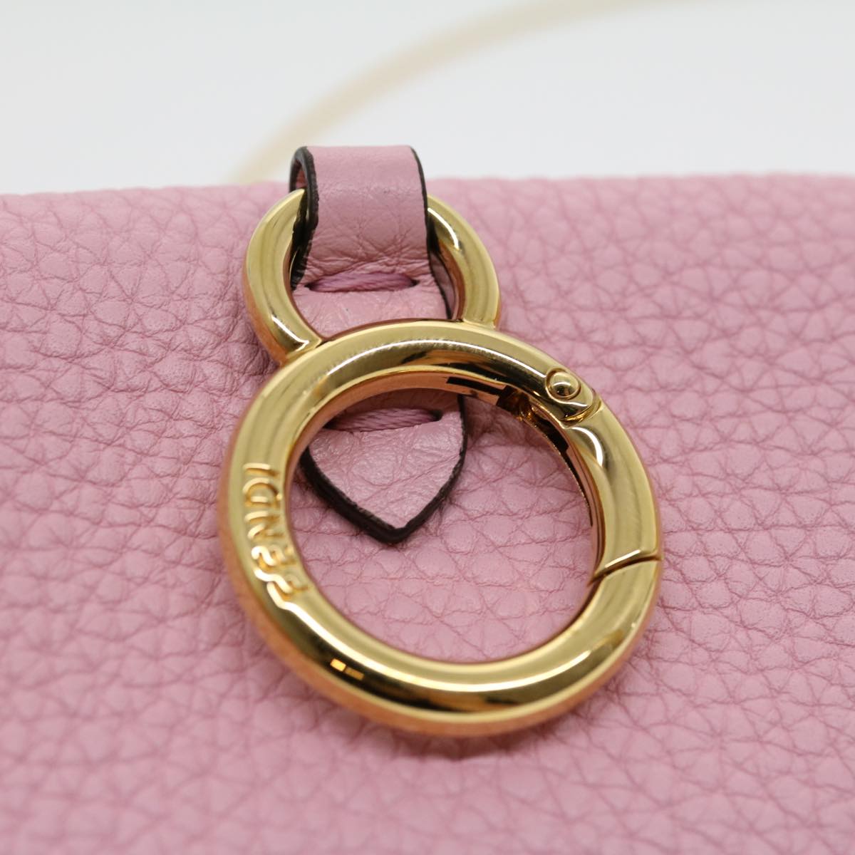 FENDI Chain Nano baguette Pouch Leather Pink 30212A