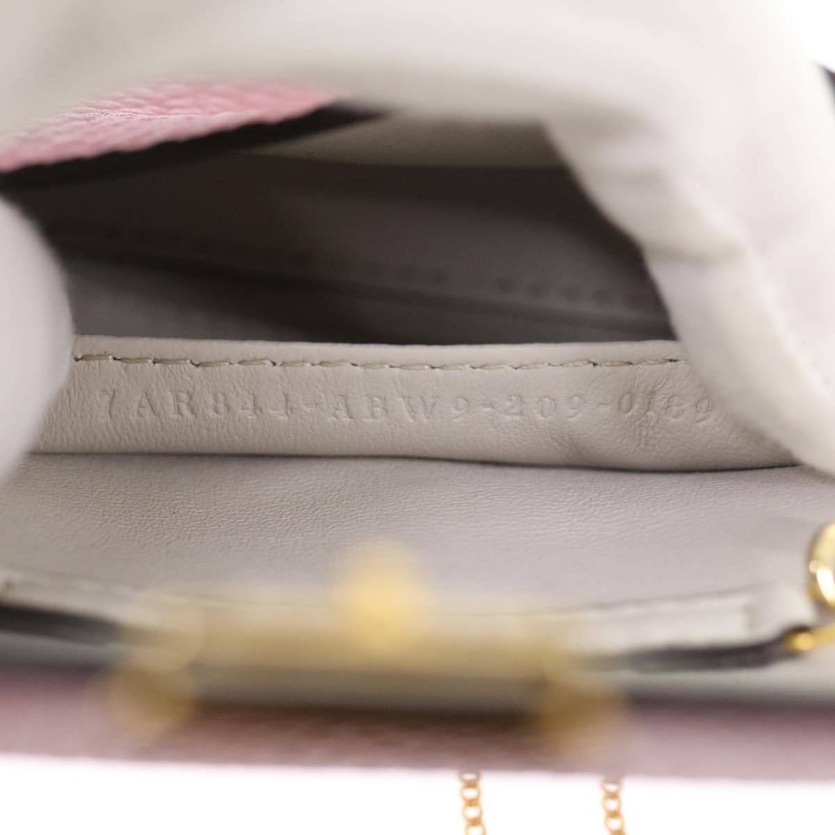 FENDI Chain Nano baguette Pouch Leather Pink 30212A