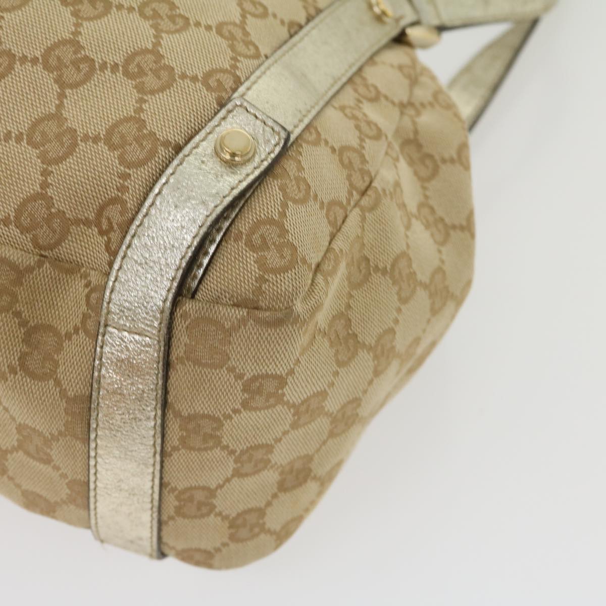 GUCCI GG Canvas Shoulder Bag Beige Silver 30333