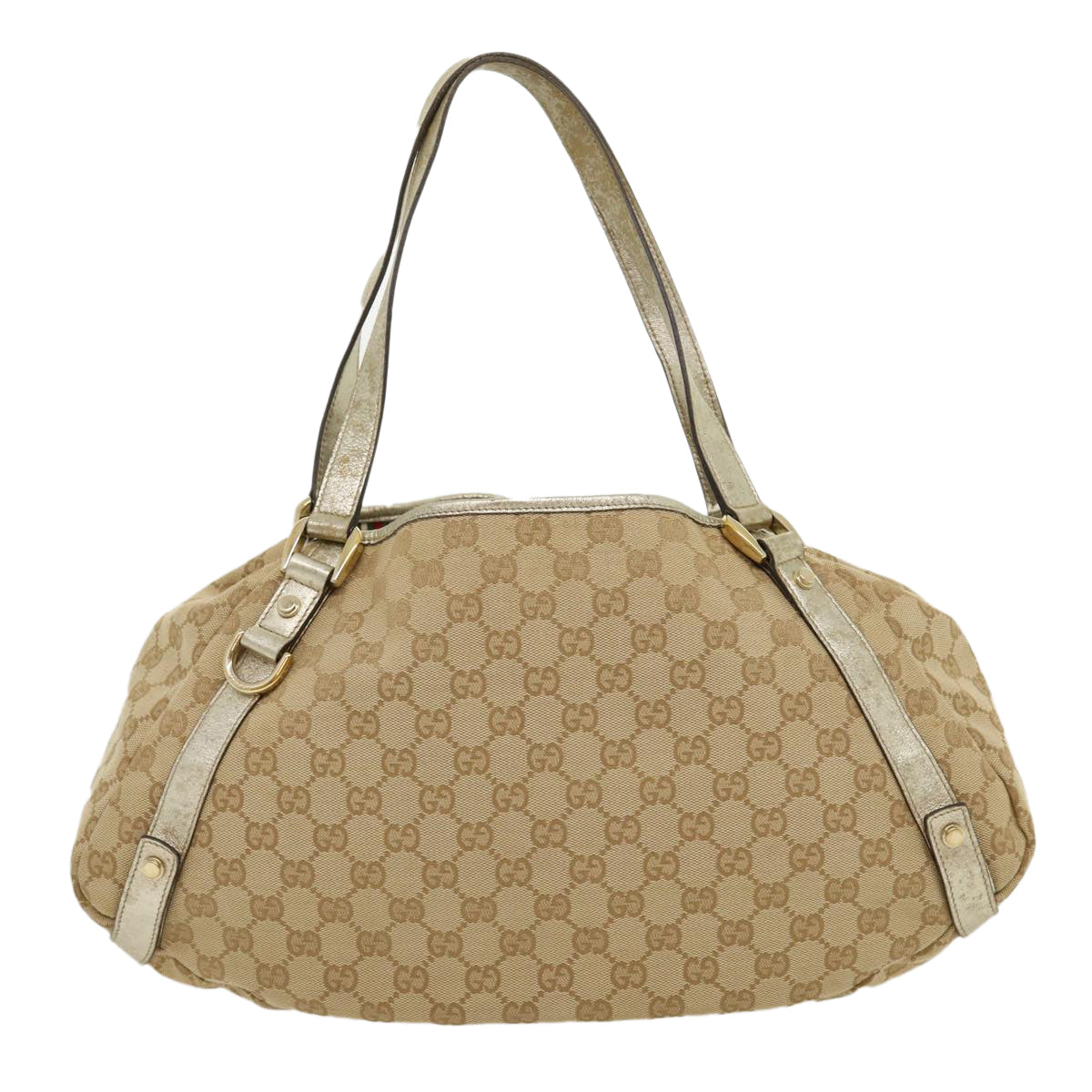 GUCCI GG Canvas Shoulder Bag Beige Silver 30333