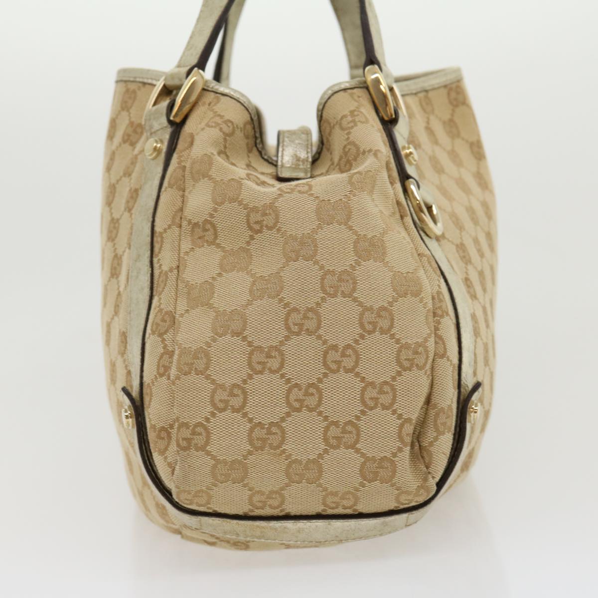 GUCCI GG Canvas Shoulder Bag Beige Silver 30333