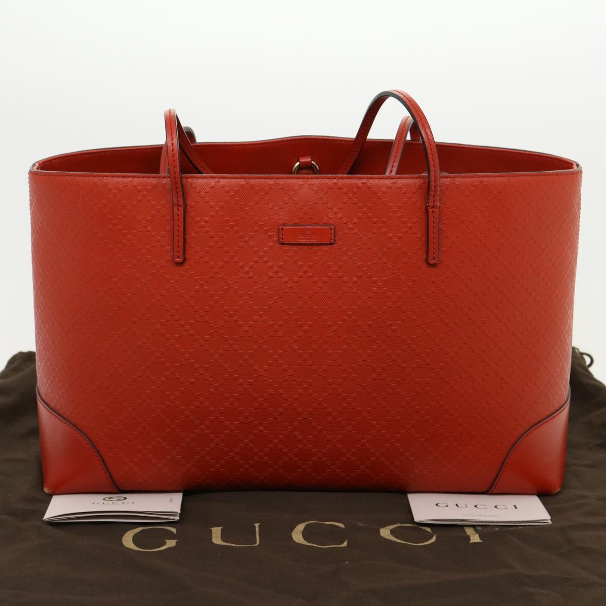 GUCCI Diamante Lax Tote Bag Leather Red 353397 30343