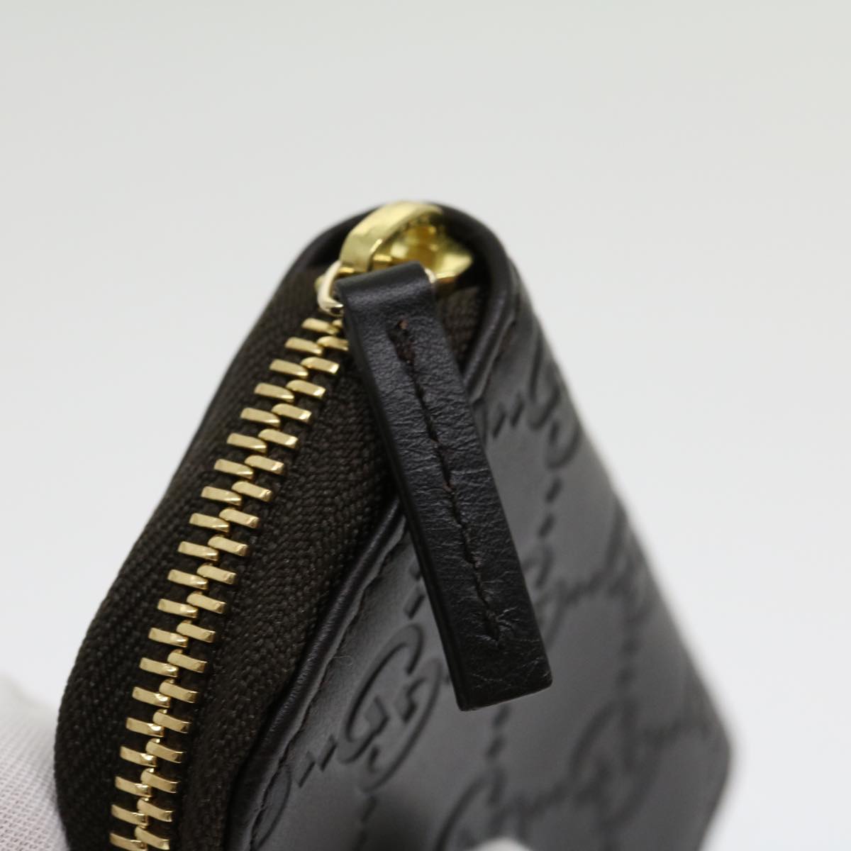 GUCCI GG Canvas Coin Purse Leather Brown 30350