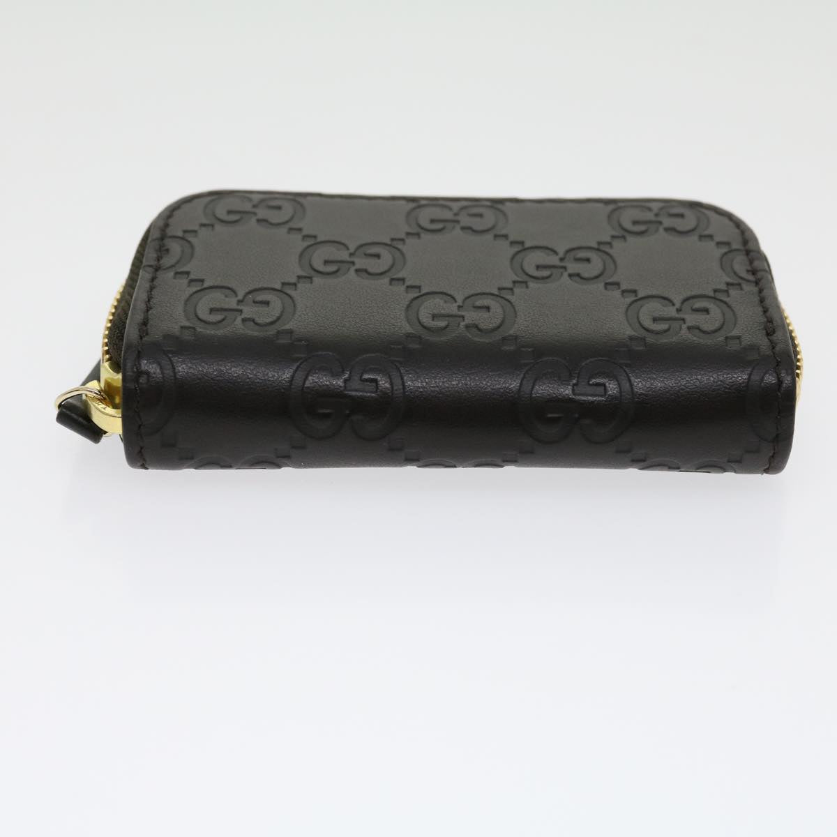 GUCCI GG Canvas Coin Purse Leather Brown 30350