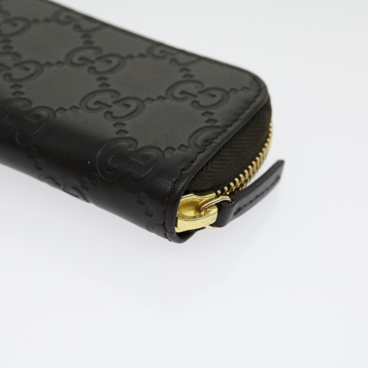 GUCCI GG Canvas Coin Purse Leather Brown 30350