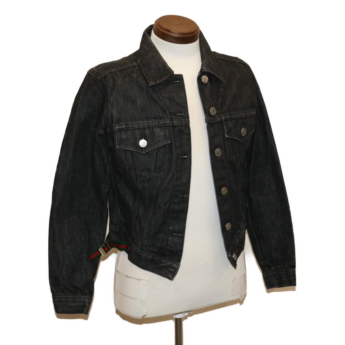 GUCCI WebSherry Line Jeans Jacket Black Red Green 30387