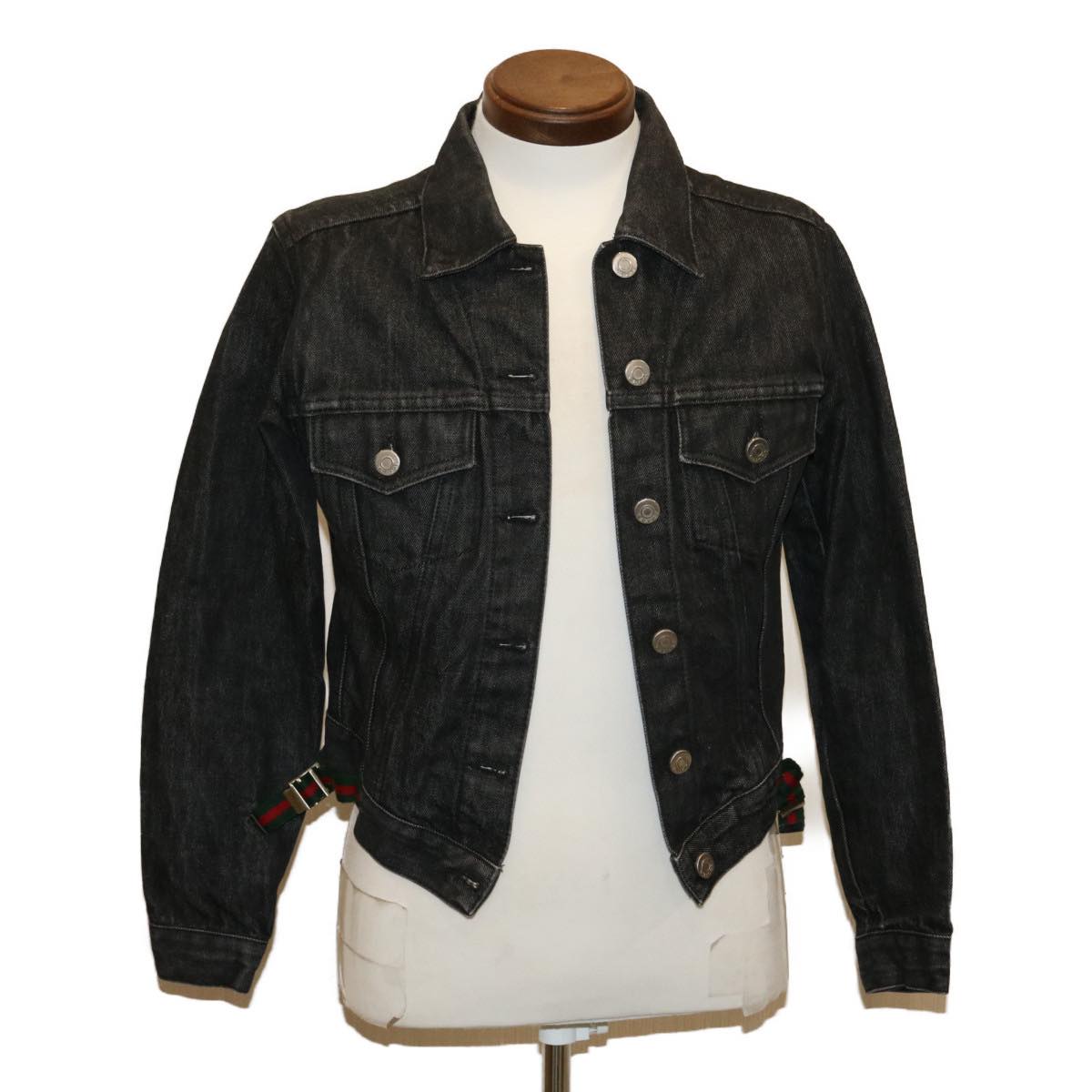 GUCCI WebSherry Line Jeans Jacket Black Red Green 30387