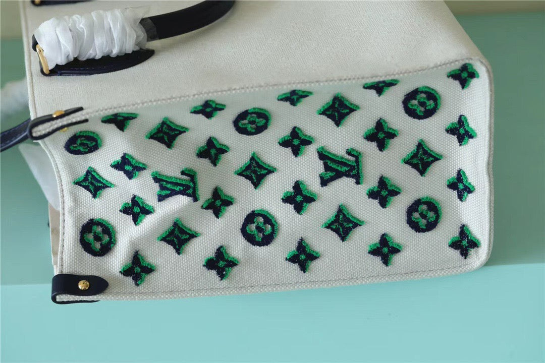LV Onthego MM Monogram Giant And Raffia White/ Black For Women,  Shoulder And Crossbody Bags 35cm/13.8in LVÃ‚Â 