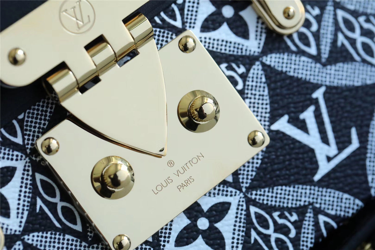 LV Petite Malle Jacquard SinGLAMI 1854 Black For Women, WomenÃ¢â‚¬â„¢s Handbags, Shoulder Bags And Crossbody Bags 7.5in/19cm LV