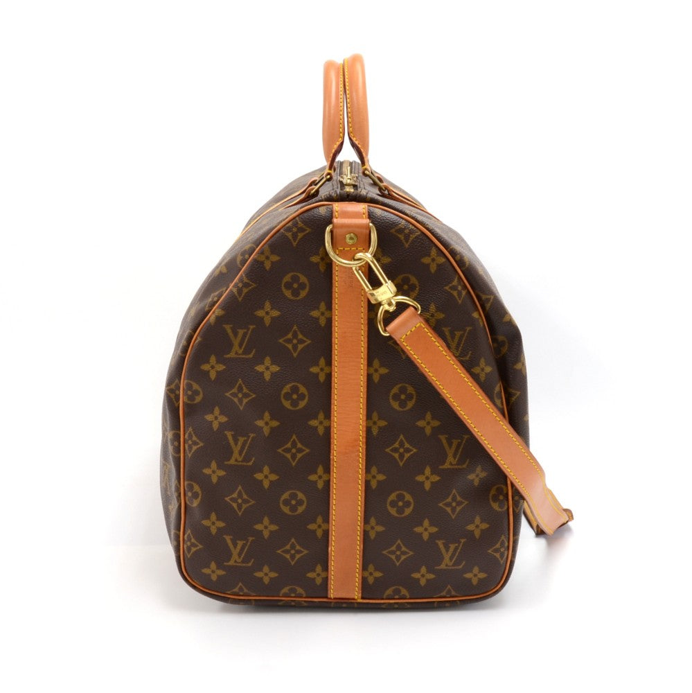 Louis Vuitto Keepall 55 Bandouliere Monogram Canvas Travel Bag with Strap