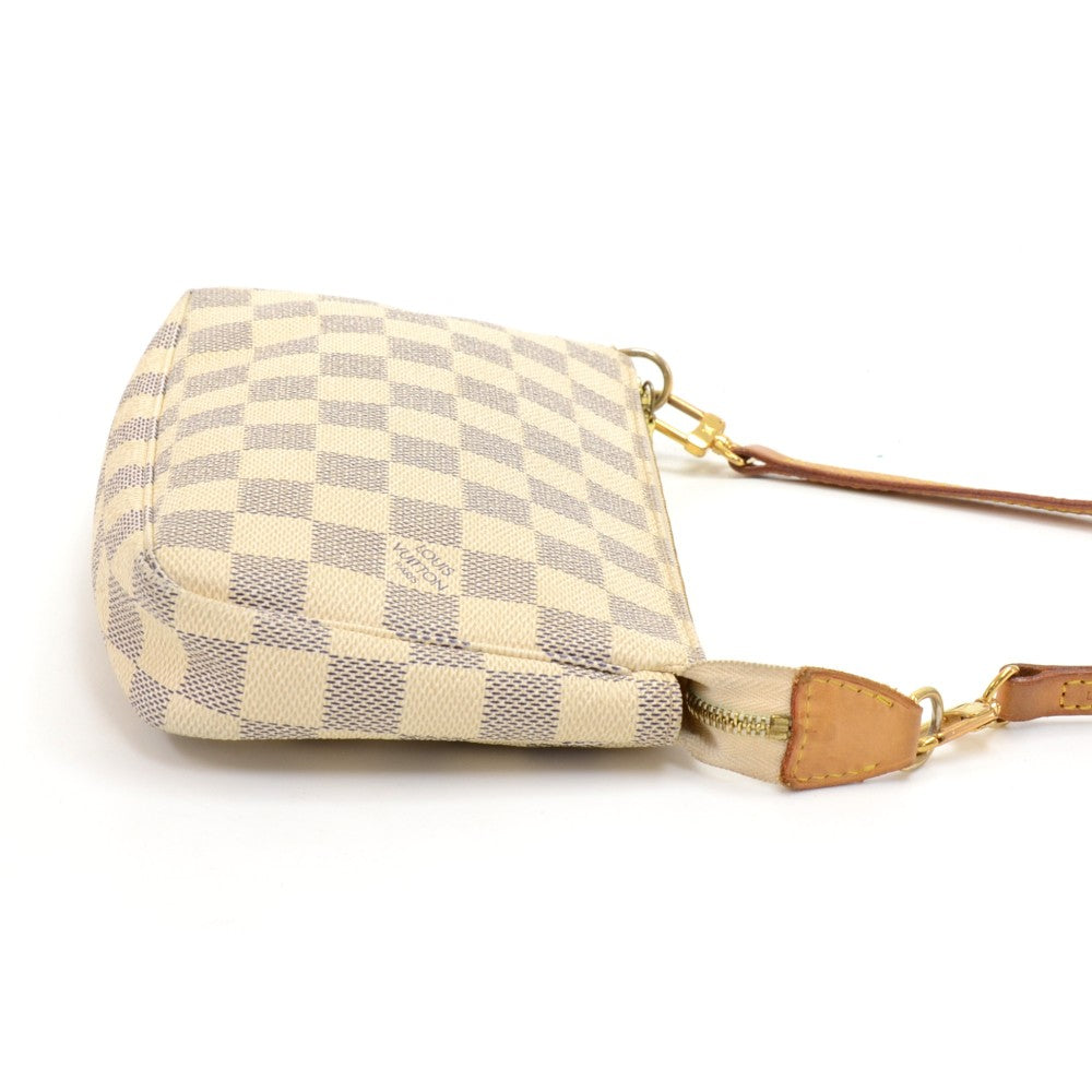 Louis Vuitto Pochette Accessoires Damier Azur Canvas Bag with Strap