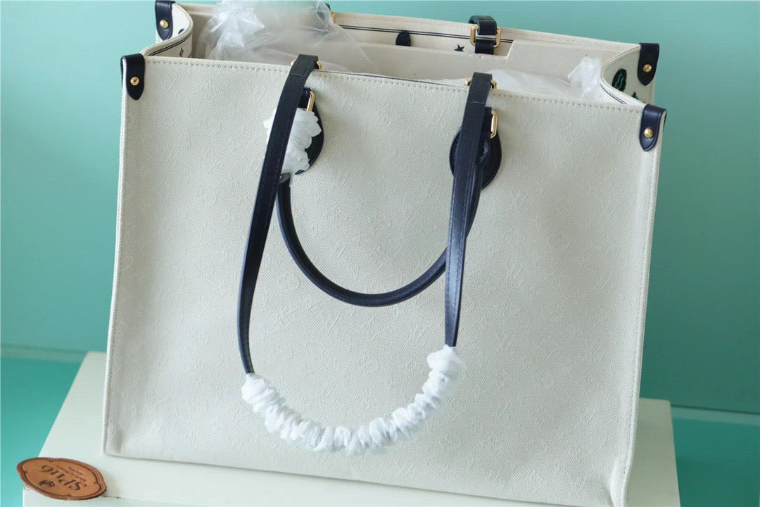 LV Onthego GM Monogram Giant And Raffia White/ Black For Women,  Shoulder And Crossbody Bags 41cm/16.1in LVÃ‚Â 