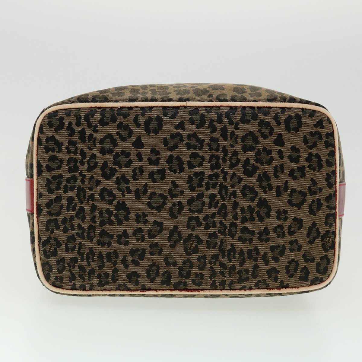 FENDI Zucca Canvas Leopard Flower Tote Bag Hand Bag 2Set Brown Red 30898