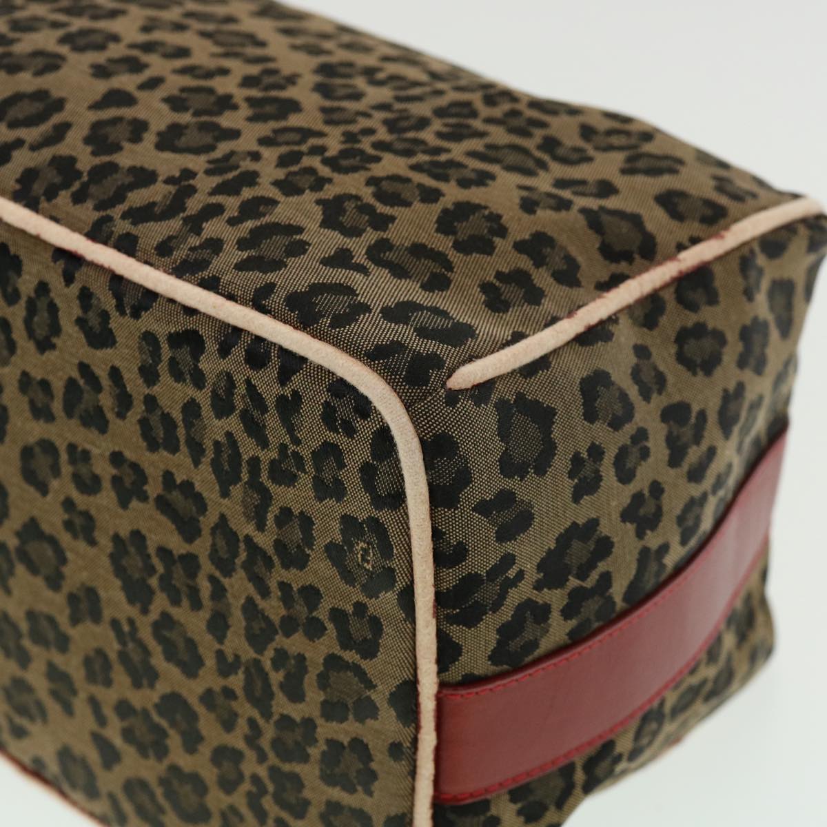 FENDI Zucca Canvas Leopard Flower Tote Bag Hand Bag 2Set Brown Red 30898