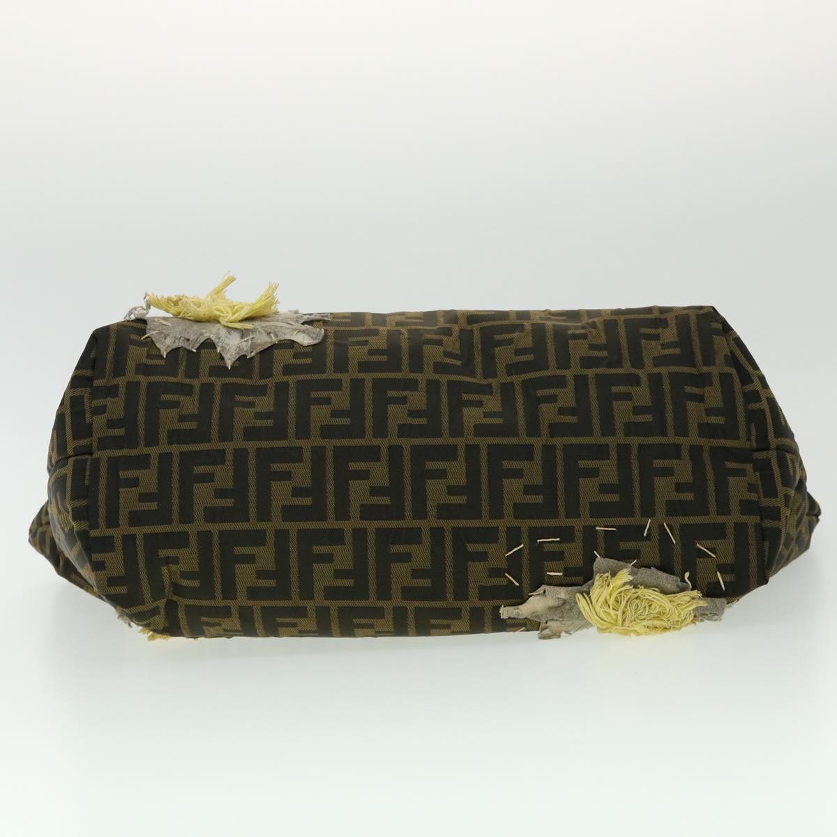 FENDI Zucca Canvas Leopard Flower Tote Bag Hand Bag 2Set Brown Red 30898