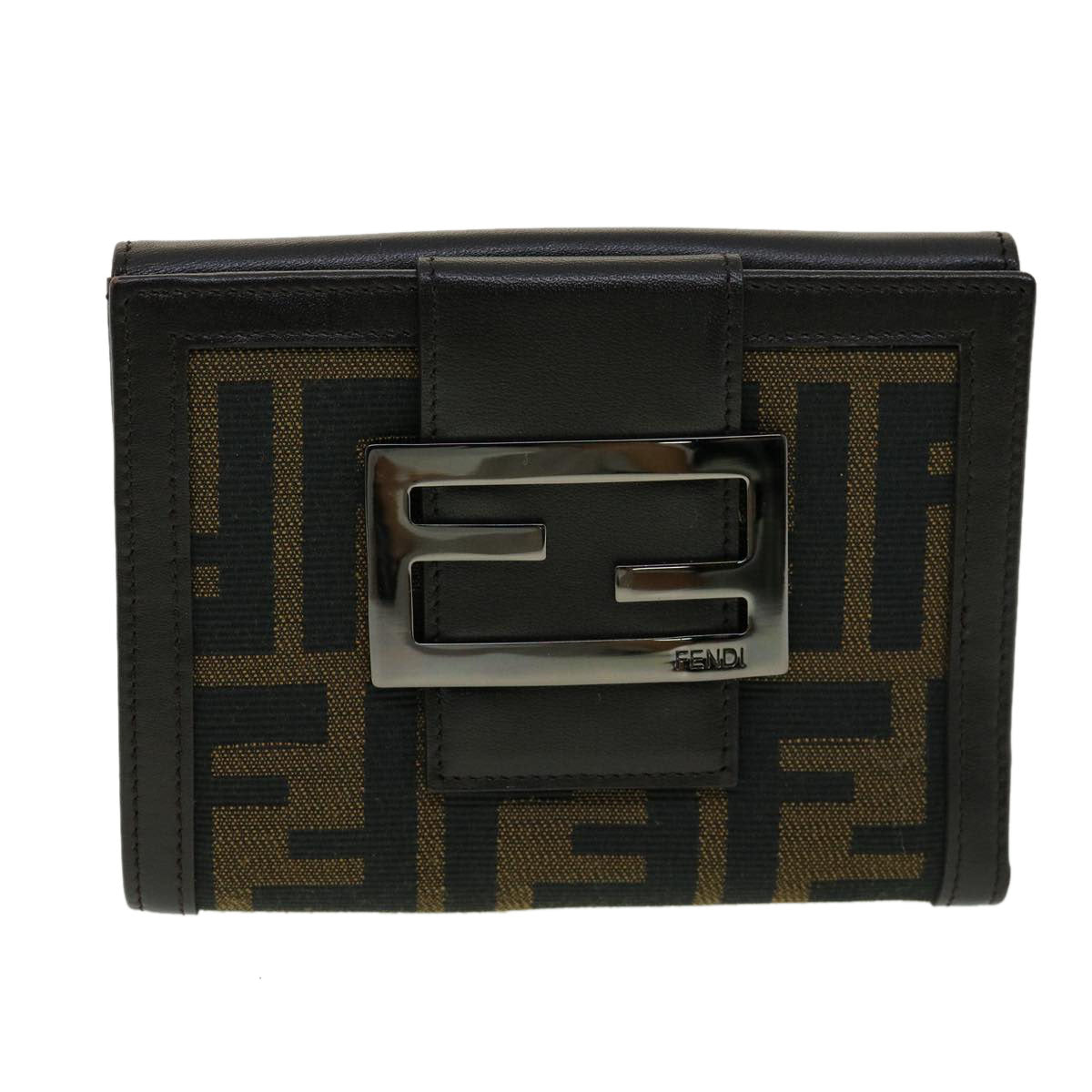 FENDI Zucca Canvas Wallet Black Brown 30916