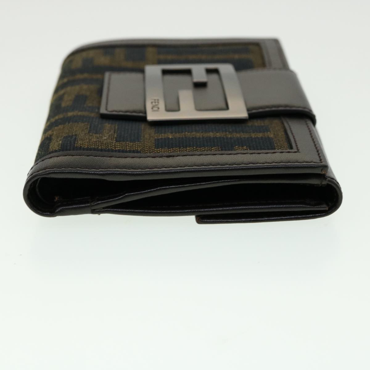 FENDI Zucca Canvas Wallet Black Brown 30916
