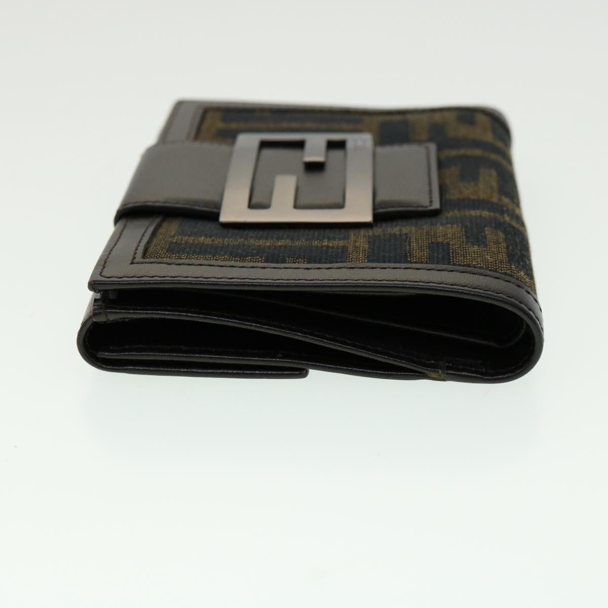 FENDI Zucca Canvas Wallet Black Brown 30916