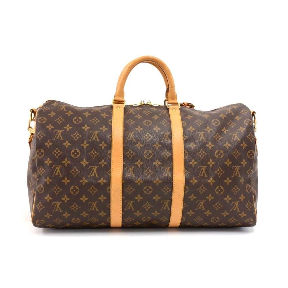 Louis Vuitto Keepall 50 Bandouliere Monogram Canvas Travel Bag with Strap