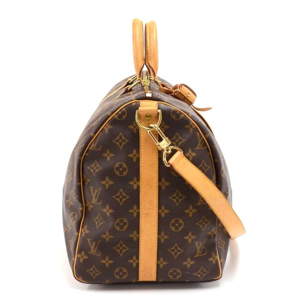 Louis Vuitto Keepall 50 Bandouliere Monogram Canvas Travel Bag with Strap
