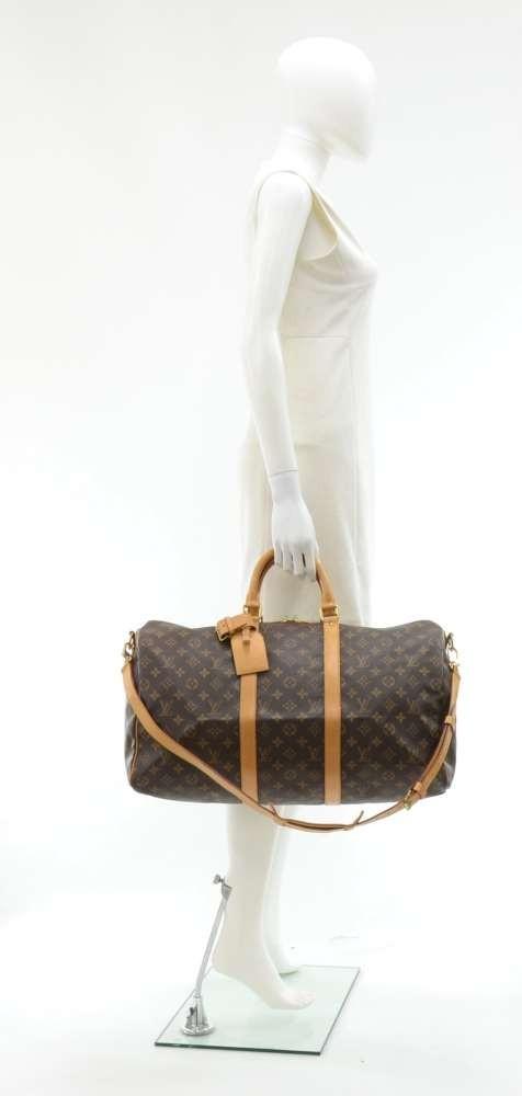 Louis Vuitto Keepall 50 Bandouliere Monogram Canvas Travel Bag with Strap