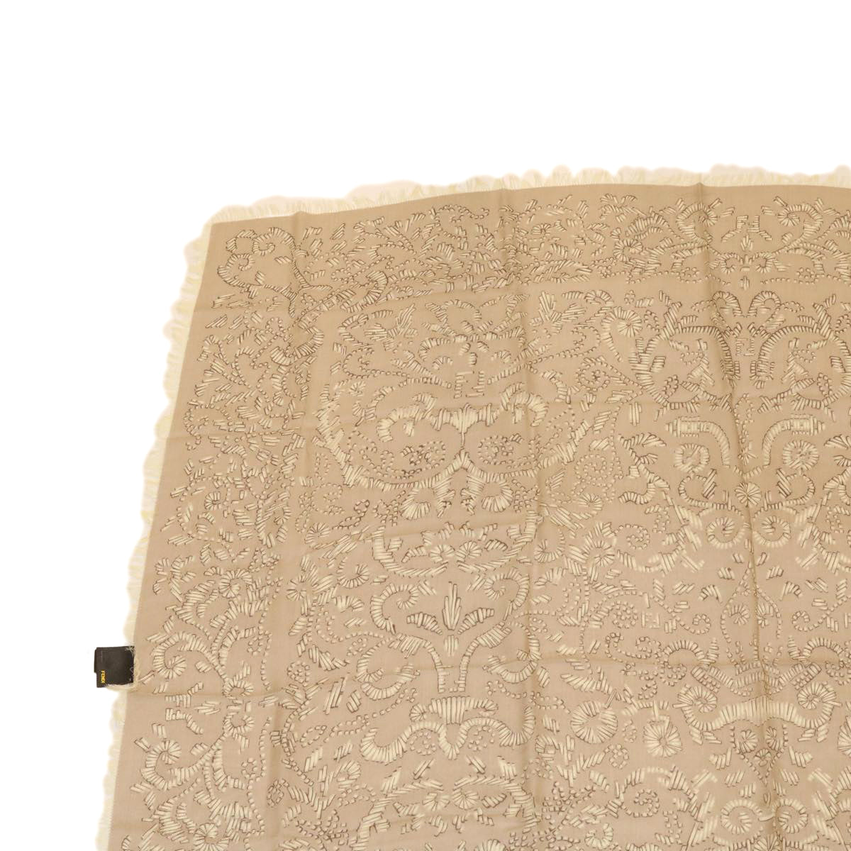 FENDI Stole Silk50% Wool50% Beige 30925