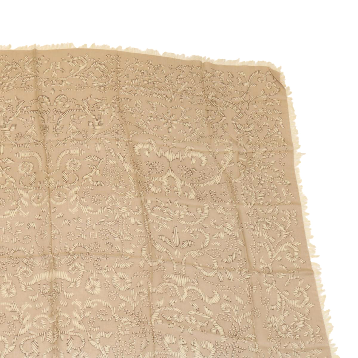 FENDI Stole Silk50% Wool50% Beige 30925