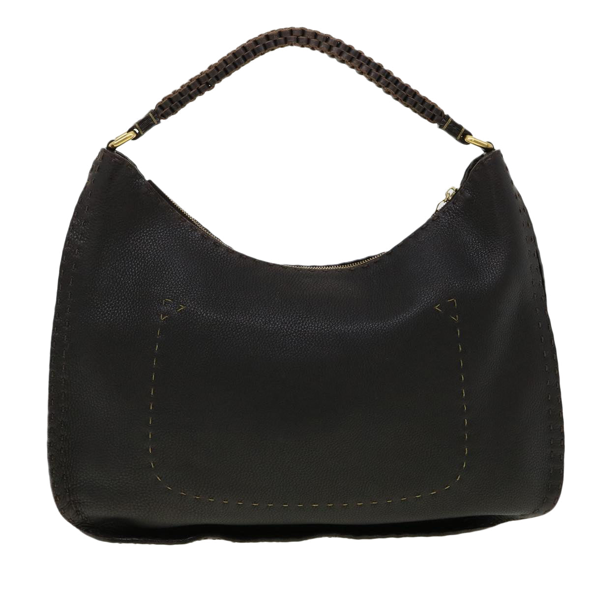 FENDI Shoulder Bag Leather Brown 30988