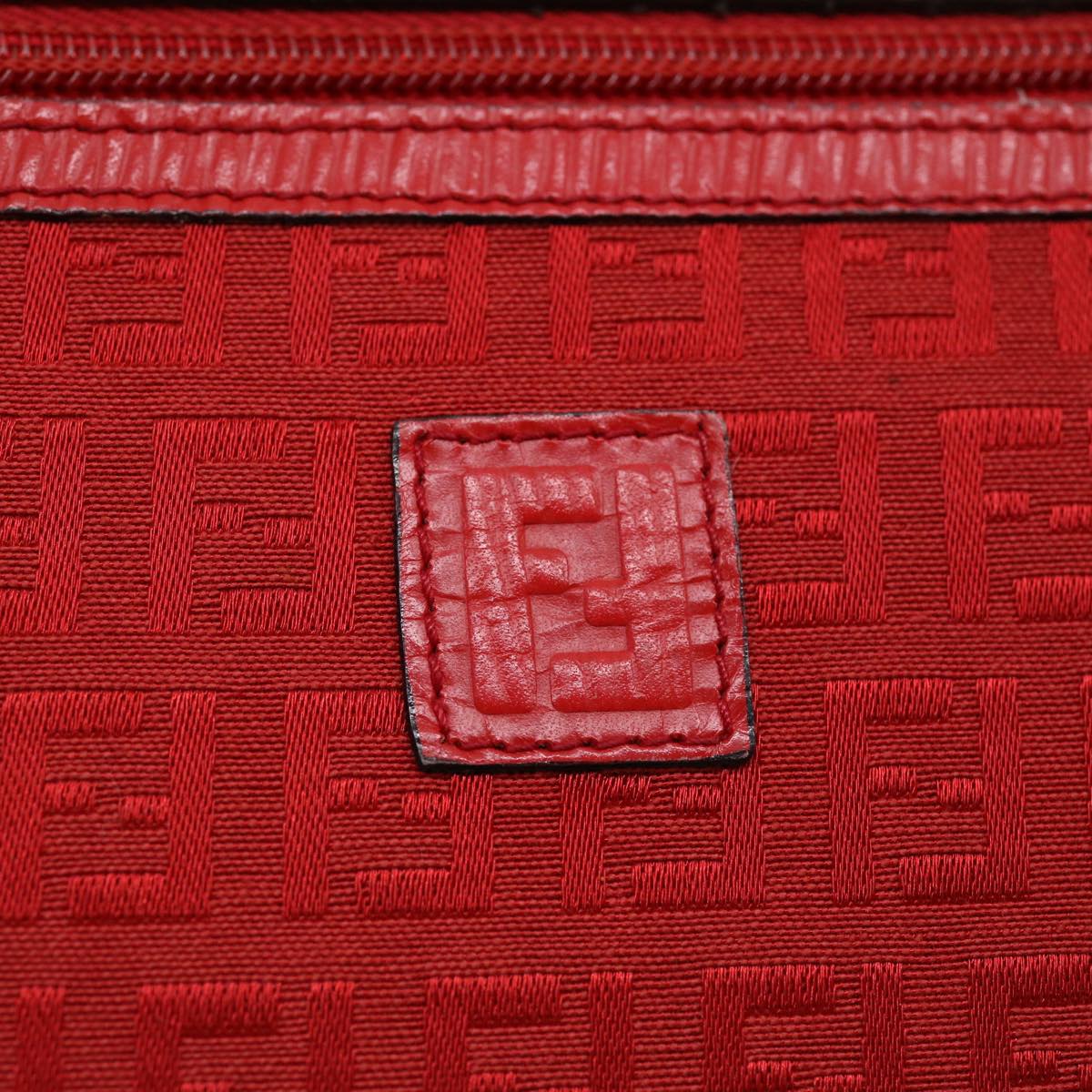 FENDI Zucchino Canvas Clutch Bag Red 31056