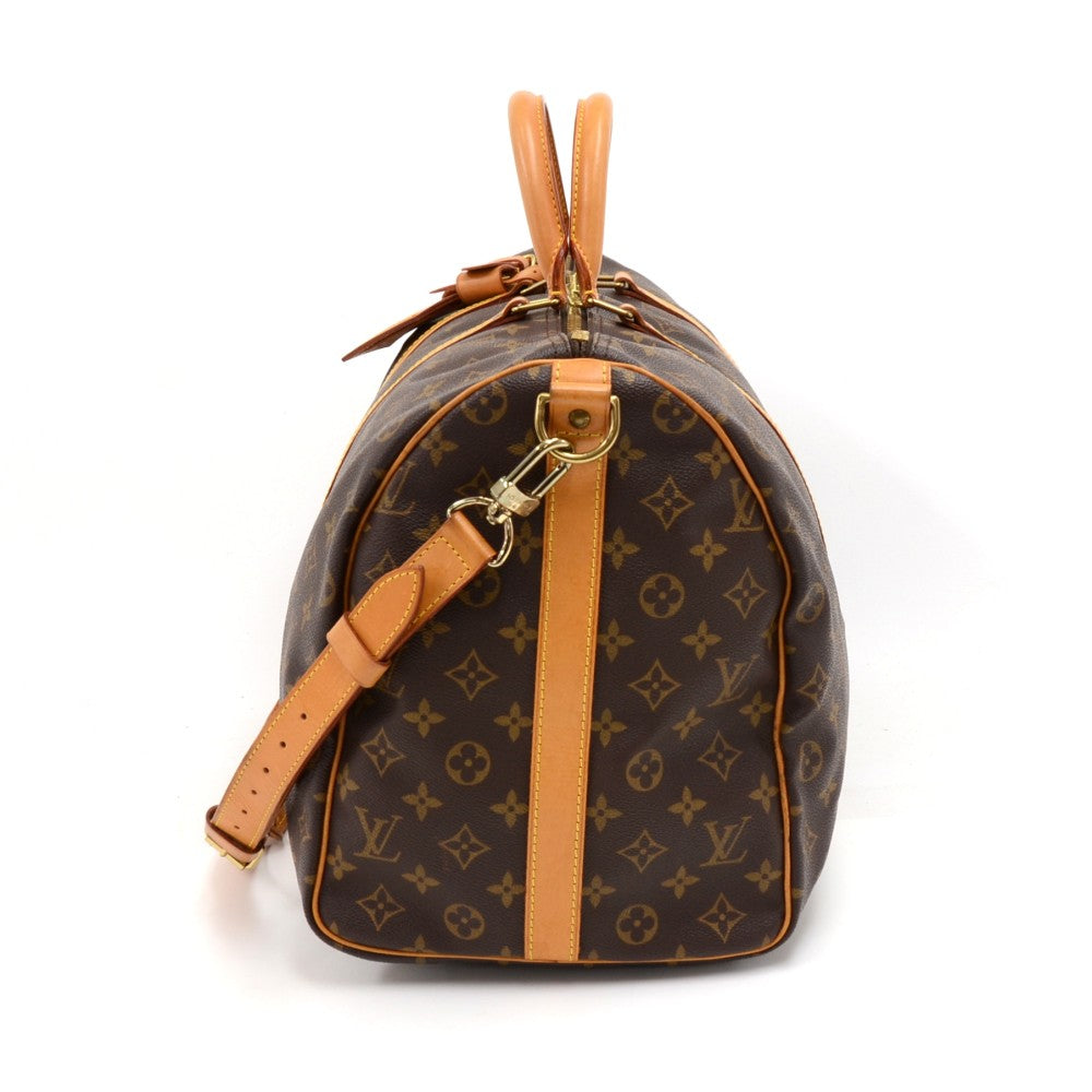 Louis Vuitto Keepall 50 Bandouliere Monogram Canvas Travel Bag with Strap