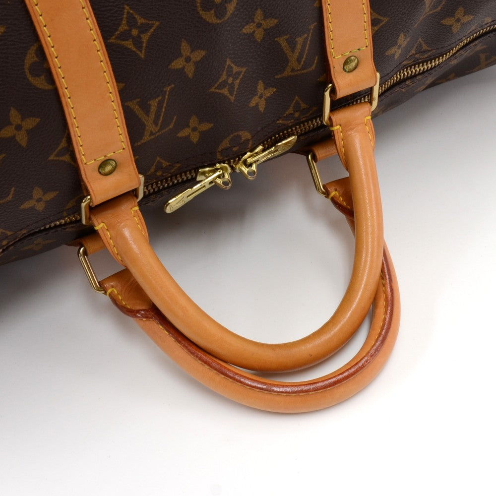 Louis Vuitto Keepall 50 Bandouliere Monogram Canvas Travel Bag with Strap
