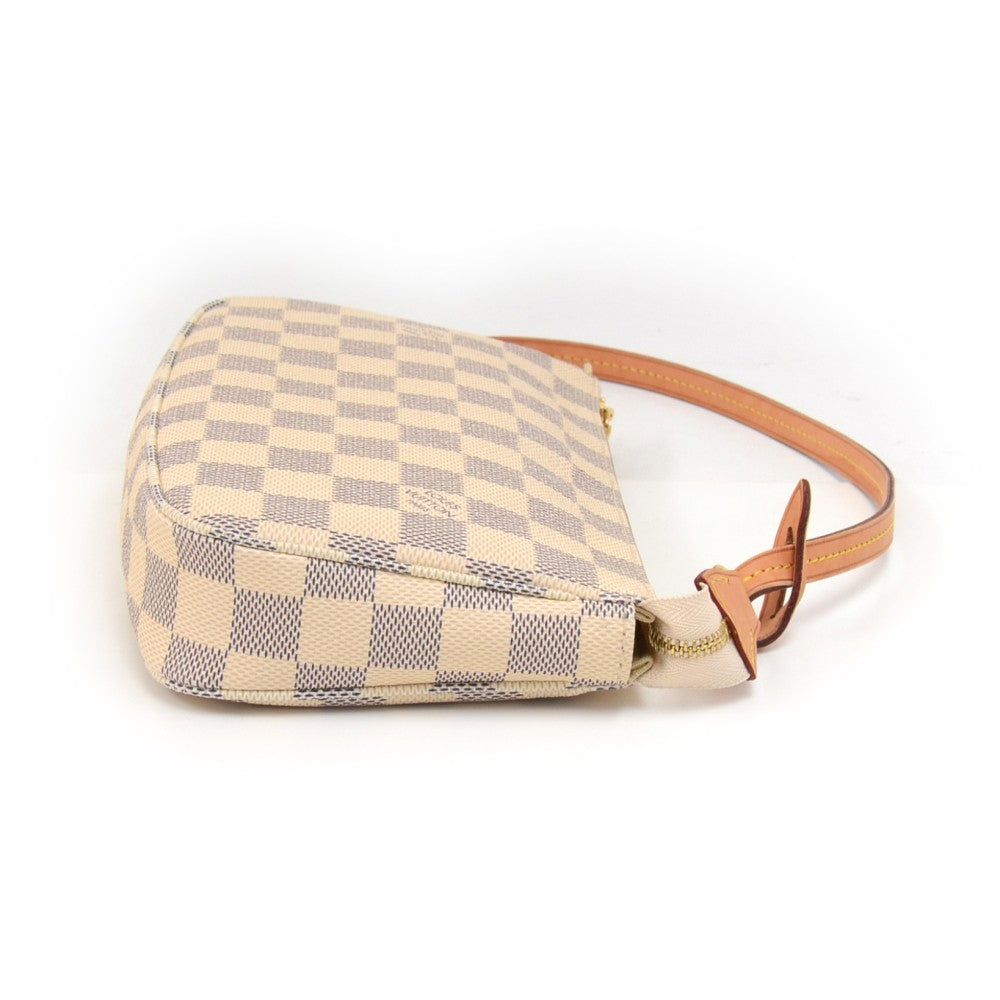 Louis Vuitto Pochette Accessoires Damier Azur Canvas Evening Bag with Strap