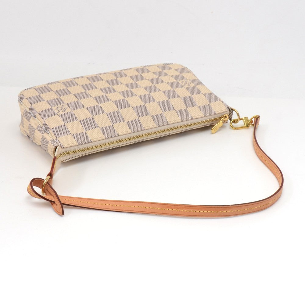 Louis Vuitto Pochette Accessoires Damier Azur Canvas Evening Bag with Strap