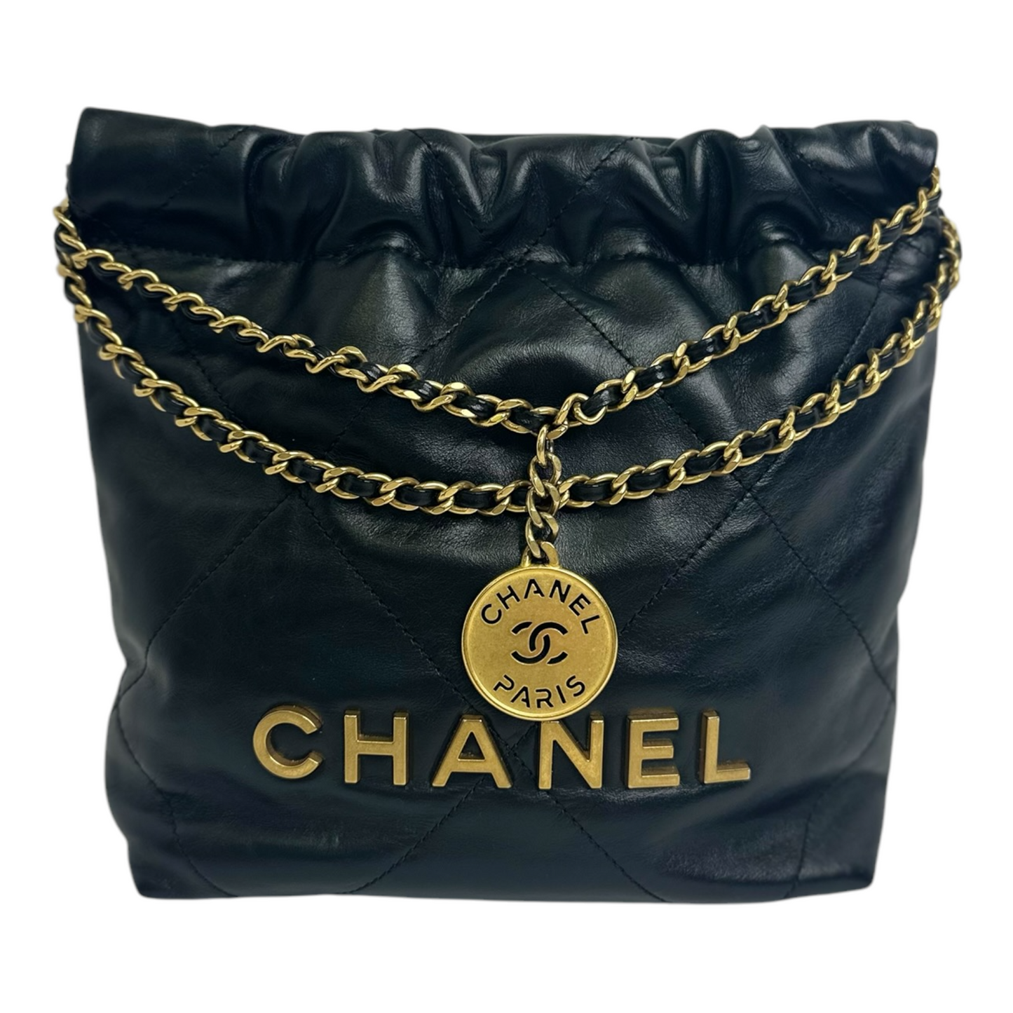 Chanel Shiny Calfskin Quilted Mini Chanel 22 Black