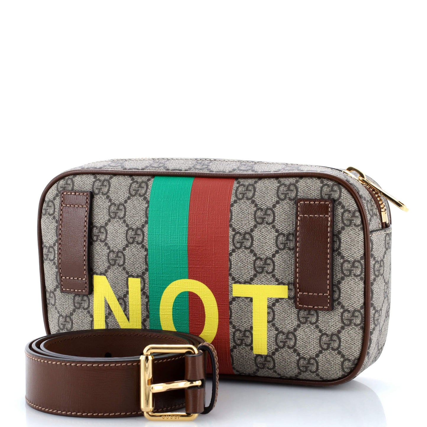 Fake/Not Zip Belt Bag Printed GG Coated Canvas