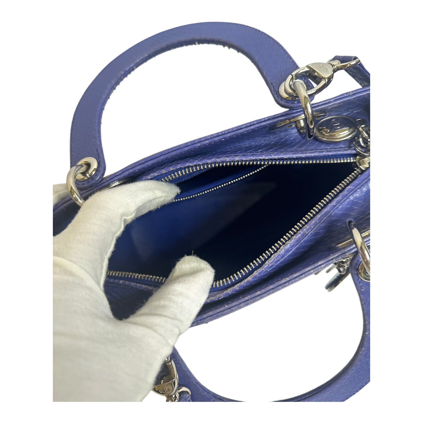 Christian Dior Snakeskin Medium Lady Dior Lavender