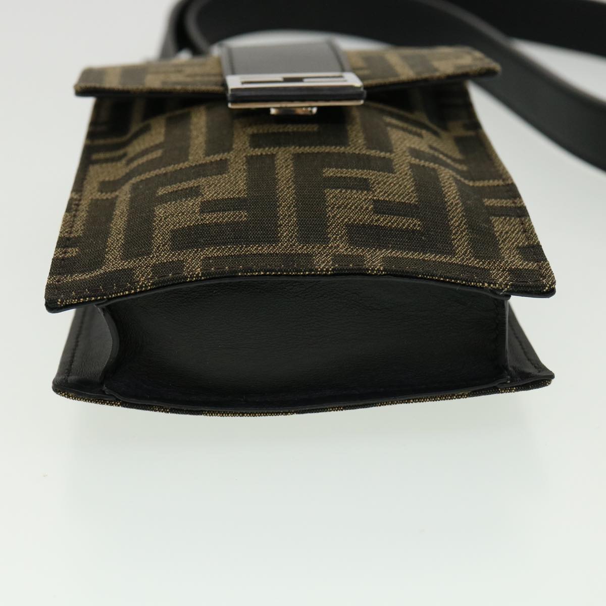 FENDI Zucca Canvas Shoulder Bag Brown Black 31851A