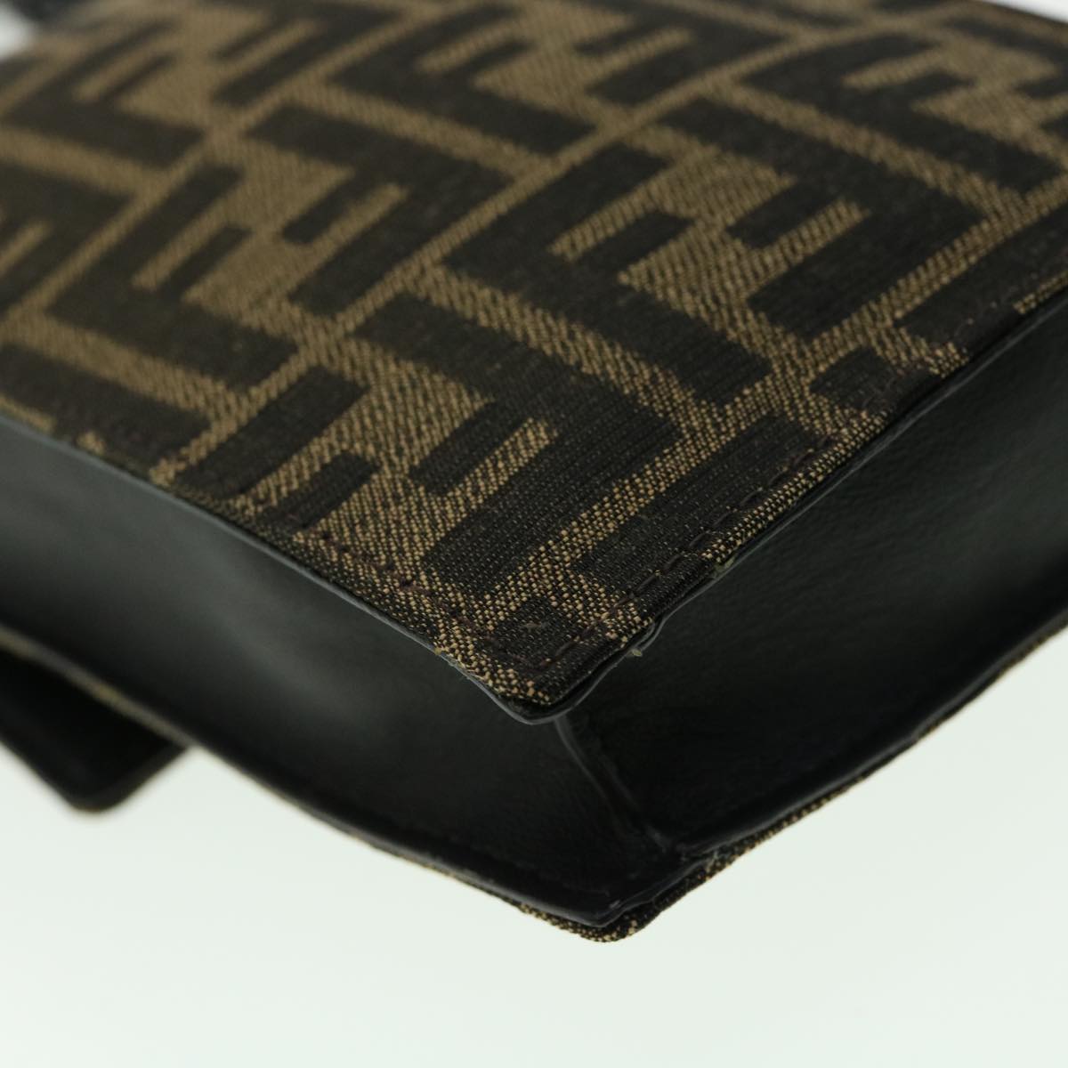 FENDI Zucca Canvas Shoulder Bag Brown Black 31851A