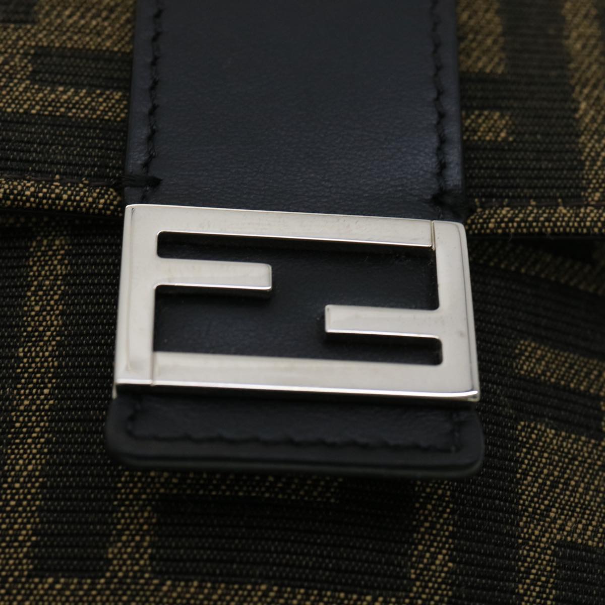 FENDI Zucca Canvas Shoulder Bag Brown Black 31851A