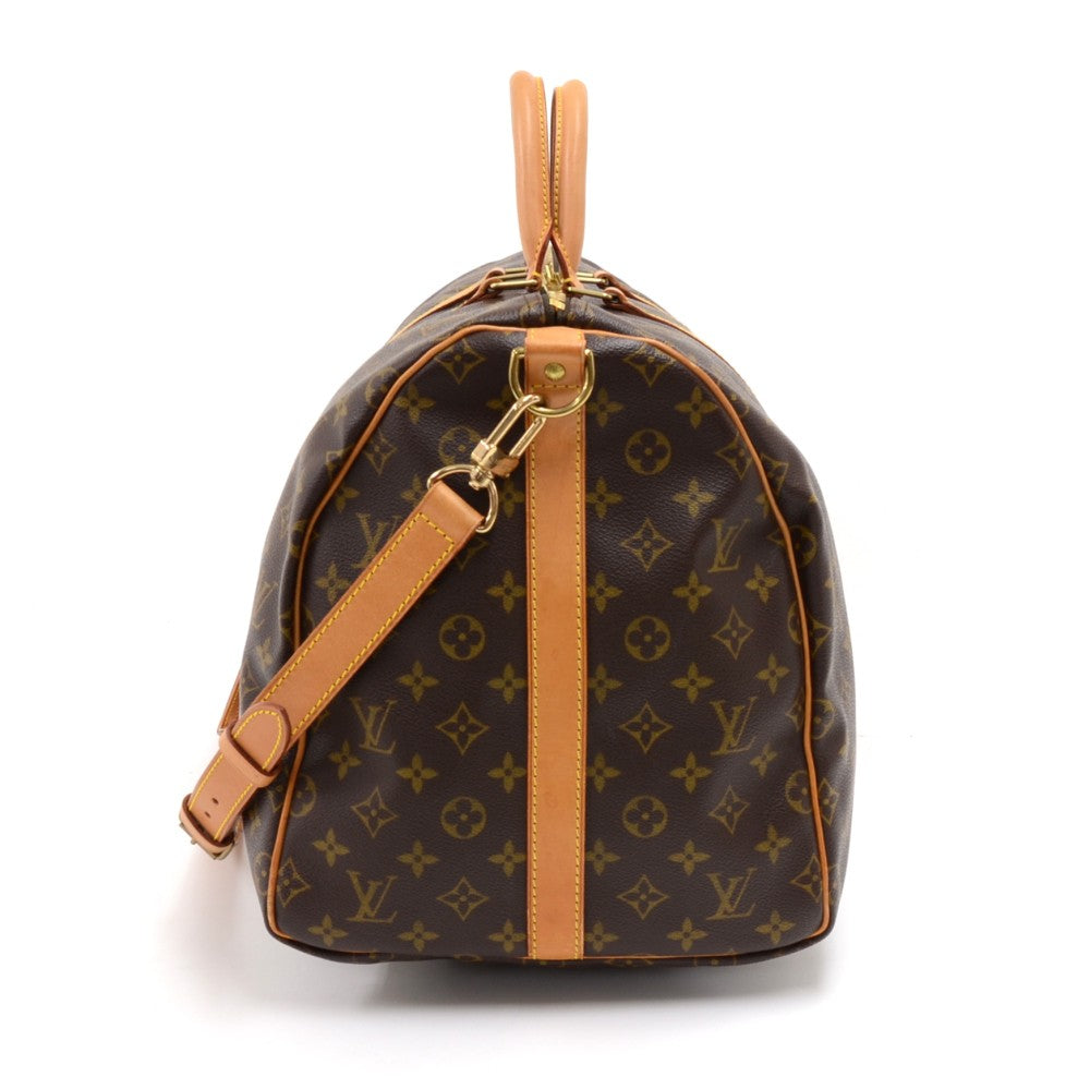 Louis Vuitto Keepall 55 Bandouliere Monogram Canvas Travel Bag with Strap
