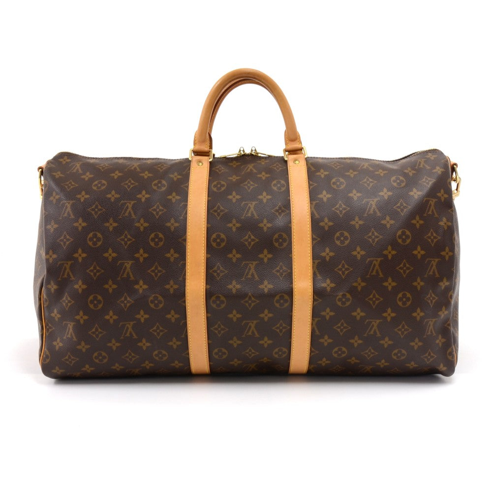 Louis Vuitto Keepall 55 Bandouliere Monogram Canvas Travel Bag with Strap