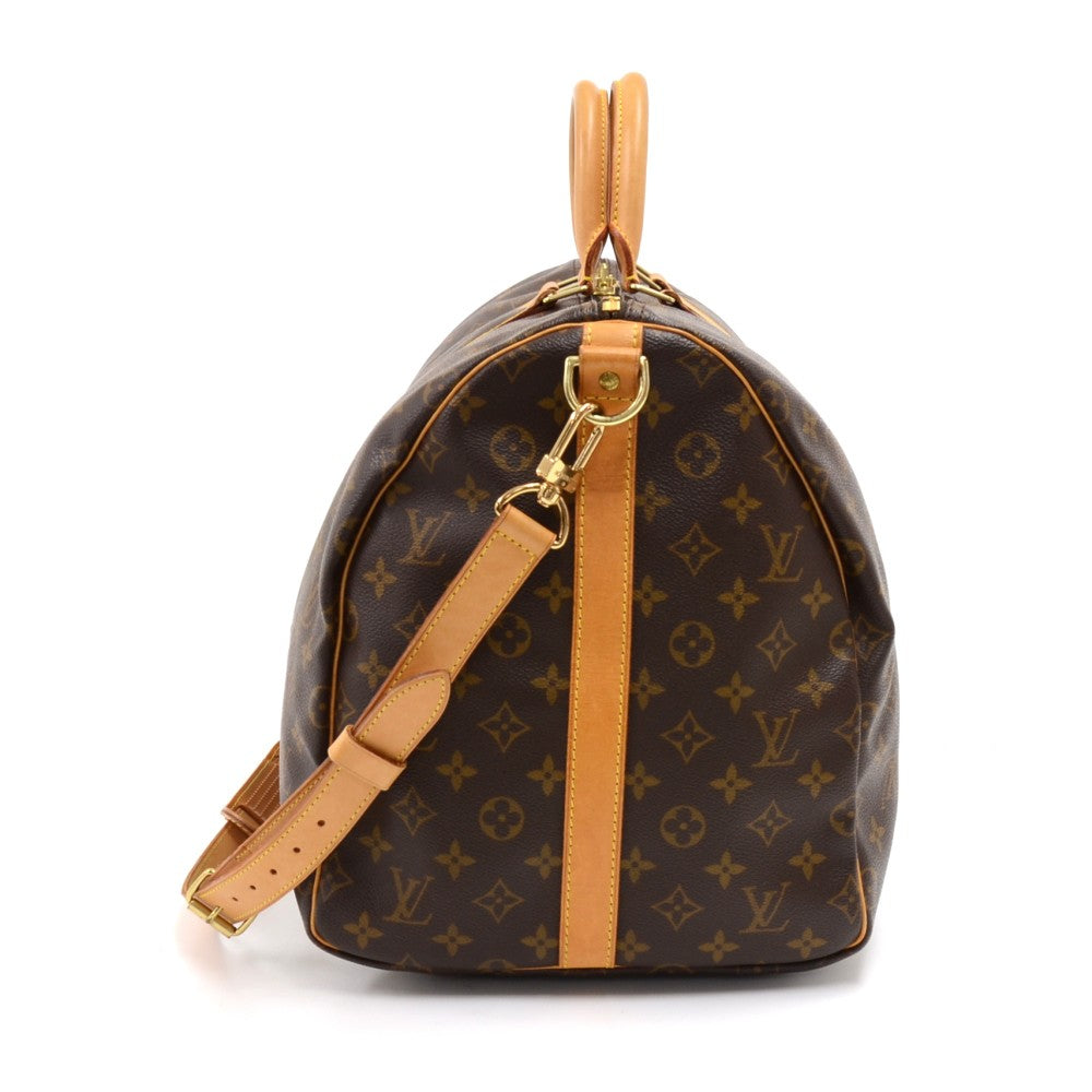 Louis Vuitto Keepall 55 Bandouliere Monogram Canvas Travel Bag with Strap