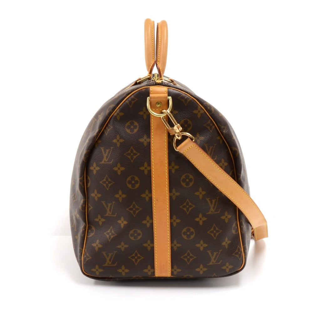 Louis Vuitto Keepall 55 Bandouliere Monogram Canvas Travel Bag with Strap