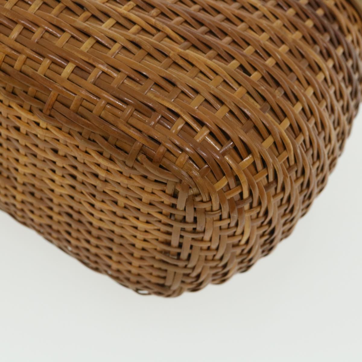 CHANEL Basket Chain Shoulder Bag Leather rattan Brown CC 31896A