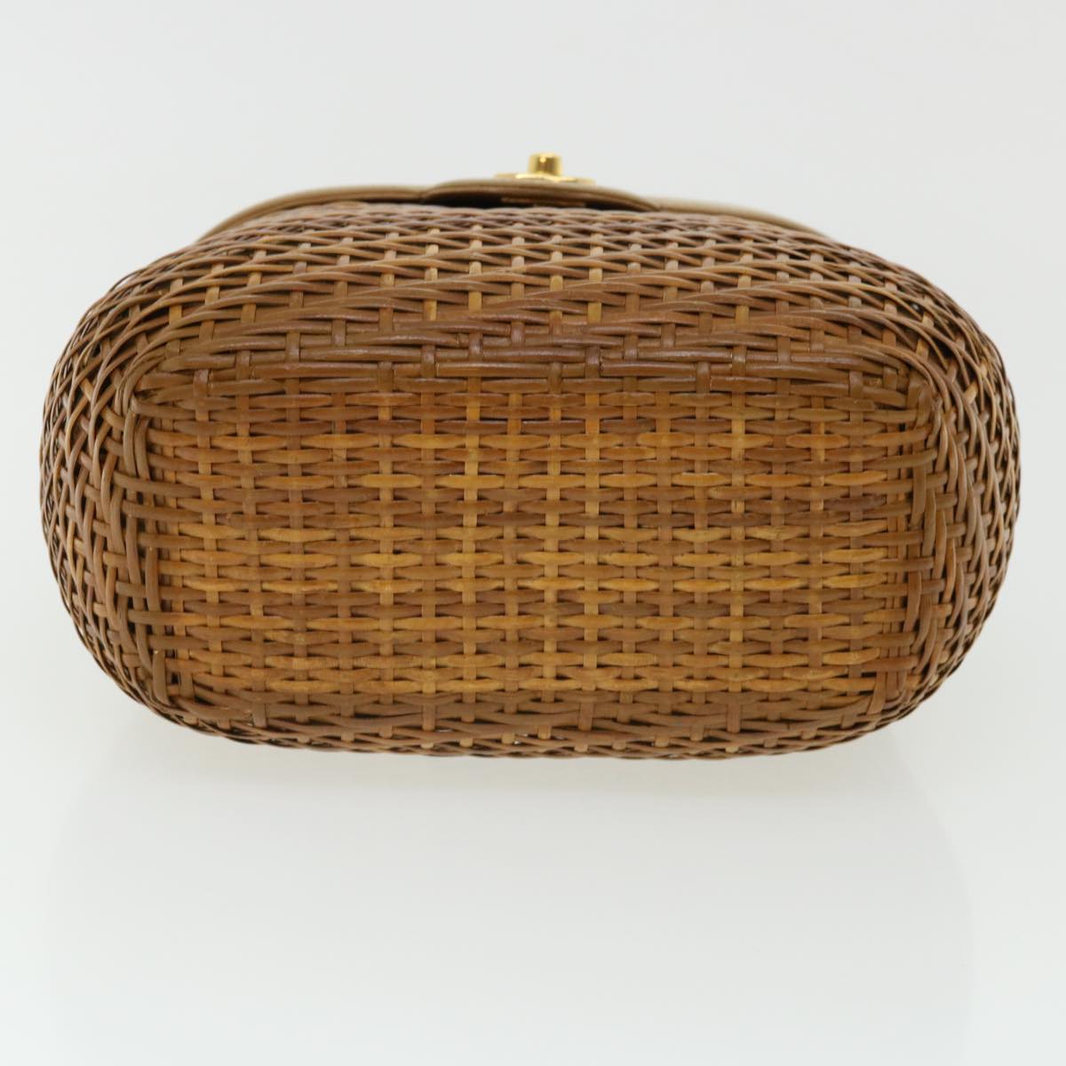CHANEL Basket Chain Shoulder Bag Leather rattan Brown CC 31896A