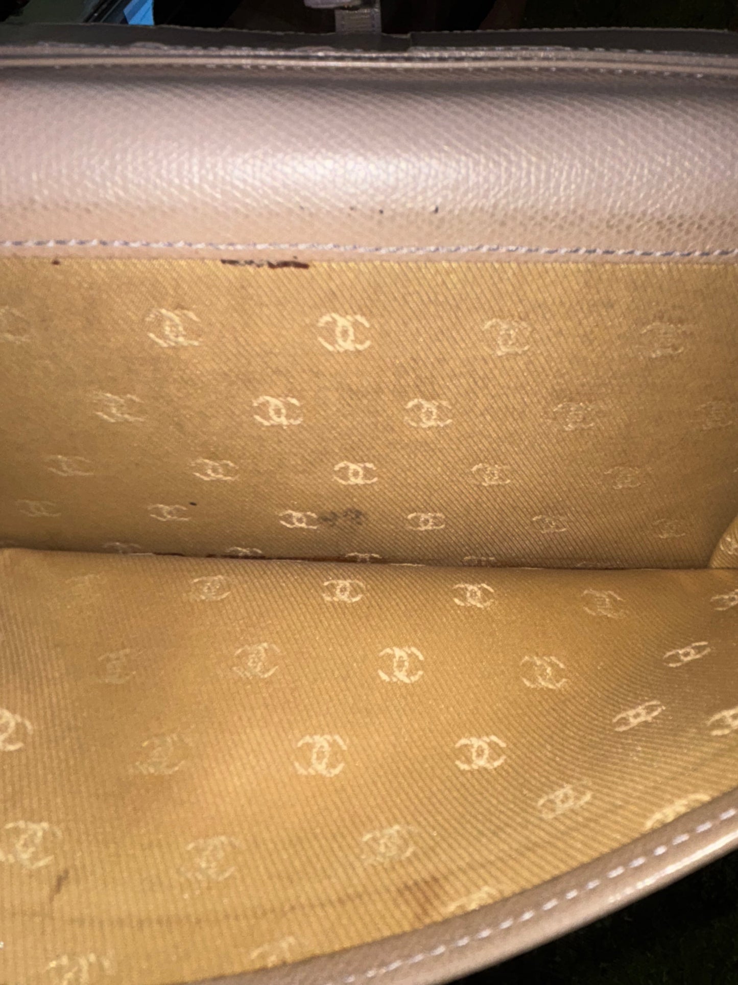 CHANEL Gray Coco Button Wallet