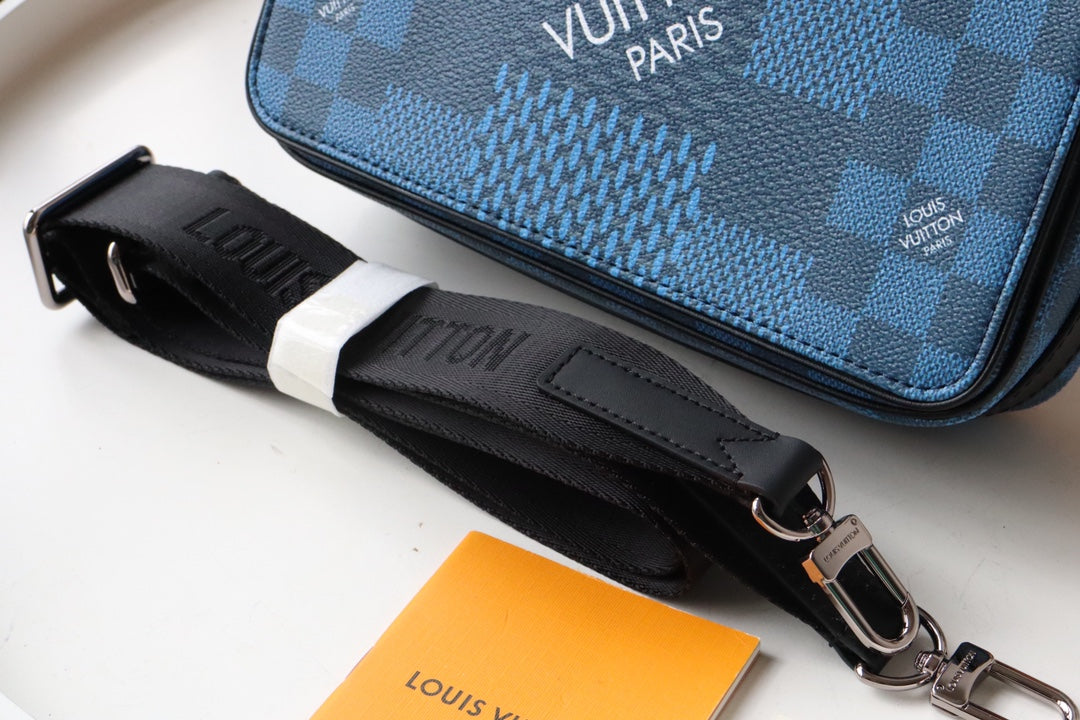LV StuGLAMIo Messenger Damier Graphite Blue For Men, Bags, Shoulder And Crossbody Bags 9.3in/25.3cm LV N50026