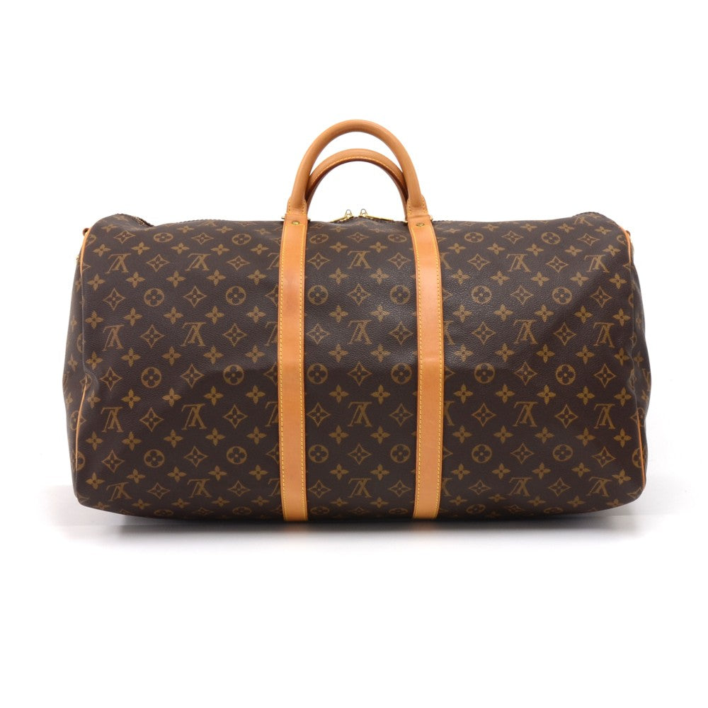 Louis Vuitto Keepall 55 Bandouliere Monogram Canvas Travel Bag with Strap